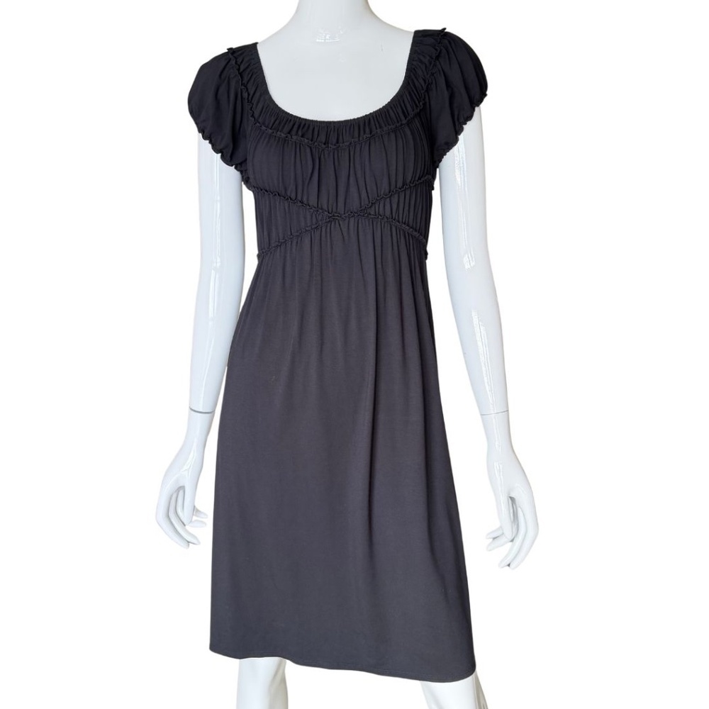 Max Studio Black Juliette Style Boho Midi Dress Smocked Bodice Size Medium NWT